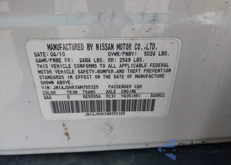 2010 Infiniti Ex35 Journey from USA, damaged, VIN JN1AJ0HR7AM755325